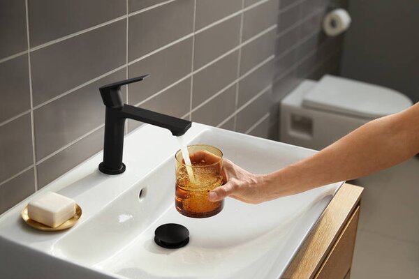 Hansgrohe Rebris E páková umyvadlová baterie 110 CoolStart bez odtokové soupravy, matná černá 72560670
