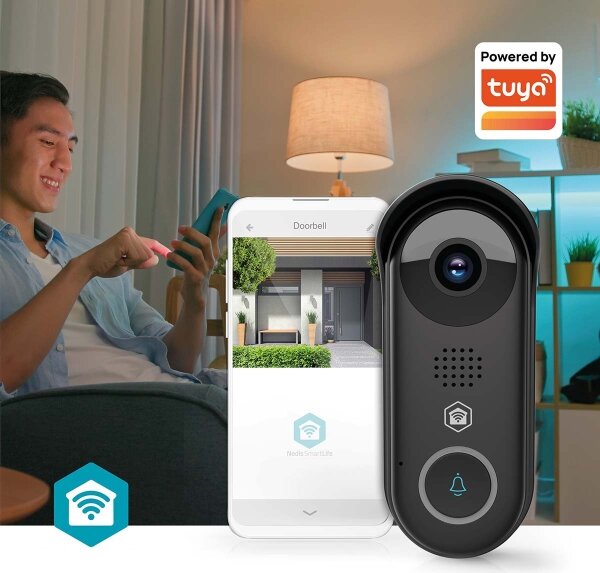 Nedis WIFICDP11BK - Chytrý videozvonek se senz. 5V Full HD 1080p IP54 Wi-Fi Tuya