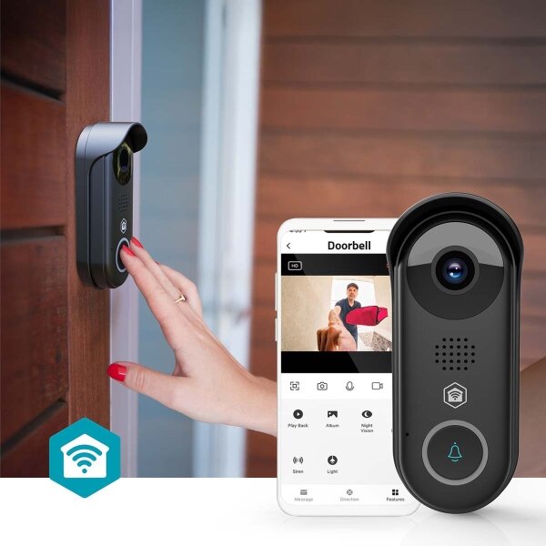 Nedis WIFICDP11BK - Chytrý videozvonek se senz. 5V Full HD 1080p IP54 Wi-Fi Tuya