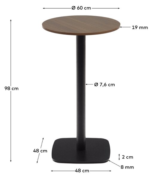Ořechový barový stůl Kave Home Dina 60 cm