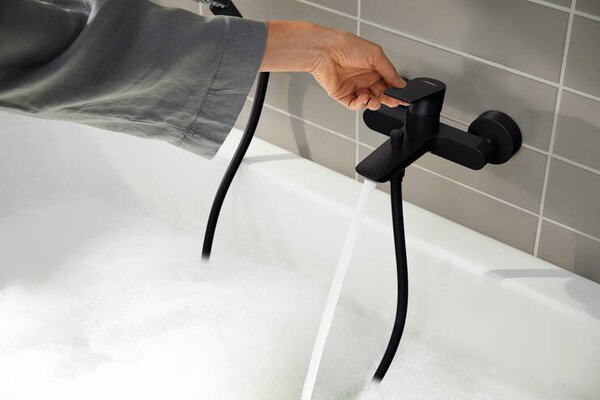 Hansgrohe Rebris E páková vanová baterie na stěnu, matná černá 72450670