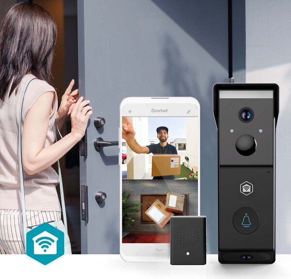 Nedis WIFICDP31BK-Videozvonek se senz. 4400 mAh 2x Full HD 1080p IP54 Wi-Fi Tuya