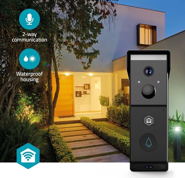 Nedis WIFICDP31BK-Videozvonek se senz. 4400 mAh 2x Full HD 1080p IP54 Wi-Fi Tuya