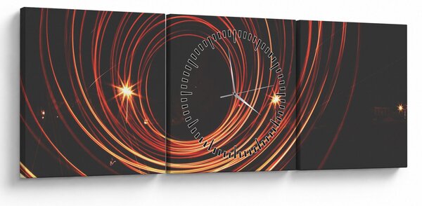 Obraz abstraktních linek (s hodinami) (90x30 cm)