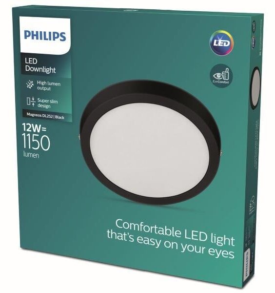 Philips 8719514328693 Magneos Slim DL252 stropní svítidlo LED D210mm 12W/1150lm 2700K černá