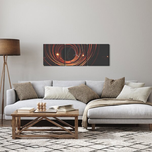 Obraz abstraktních linek (s hodinami) (90x30 cm)
