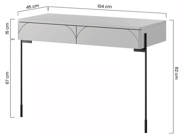 Toaletní stolek Sonatia 100 cm se dvěma zásuvkami - kašmír