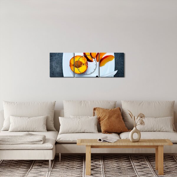 Obraz broskve (s hodinami) (90x30 cm)