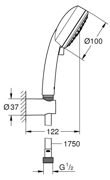 GROHE Vitalio Comfort 100 - Set pro upevnění na zeď se 3 proudy, Chrom 26176000