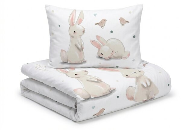Bavlněné povlečení do postýlky BUNNIES bílé Rozměr povlečení: 40 x 60 cm | 100 x 135 cm