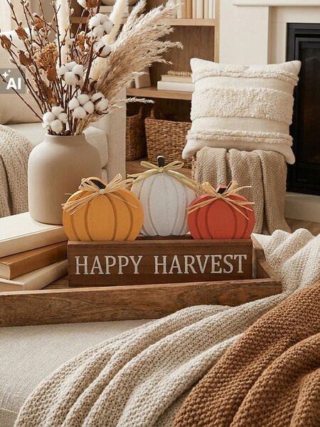 Sinsay - Stojící dekorace s motivem dýně a nápisem „Happy Harvest“ - vícebarevná