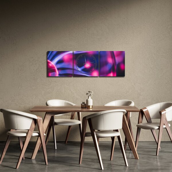 Abstraktní fialový obraz (s hodinami) (90x30 cm)
