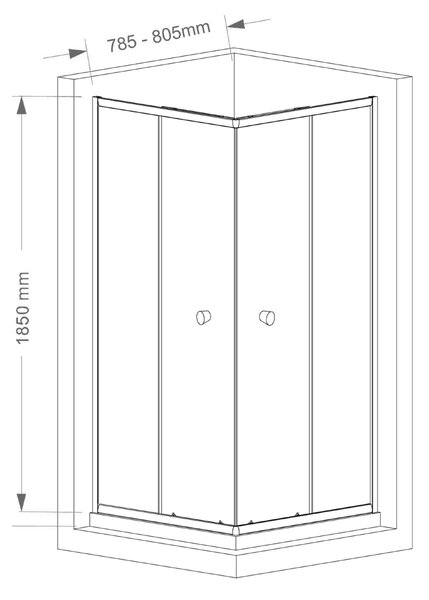 Aqualine Aqualine, AGGA čtvercová sprchová zástěna 800x800mm, čiré sklo, HLF808Y