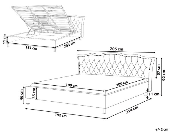 Postel s úložným prostorem METZ Umělá kůže Bílá 180 x 200 cm