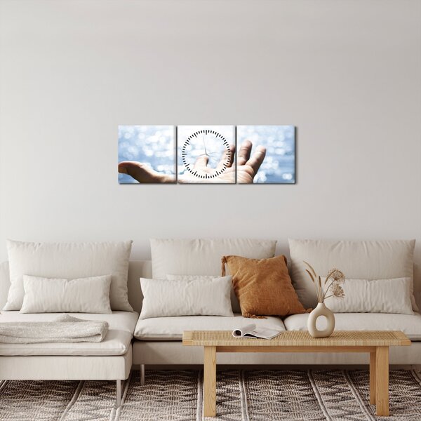 Obraz otevřené dlaně (s hodinami) (90x30 cm)