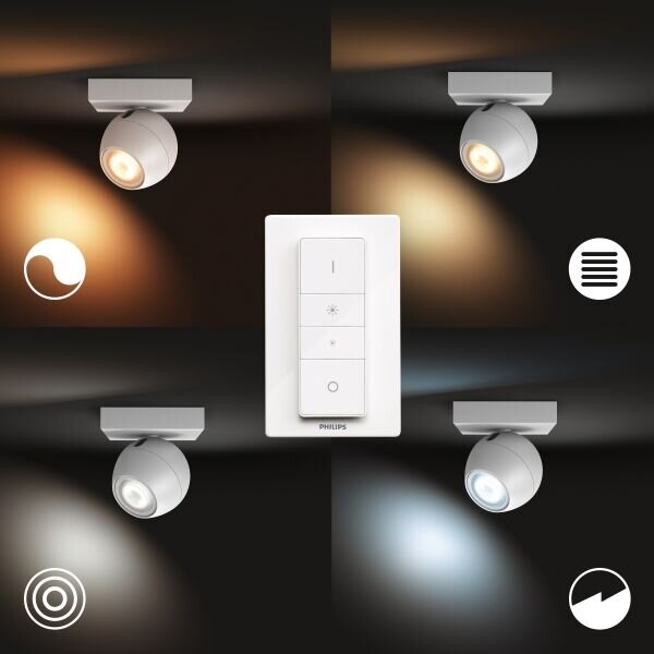 Philips Hue White Ambiance 8719514339224 BUCKRAM nástěnné bodové svítidlo 1xGU10 +SWITCH 5,5W/250lm 2200-6500K biela bluetooth