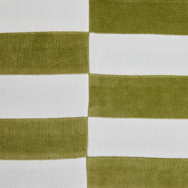 CHECKER VELVET Polštář 40 x 60 cm - bílá/zelená