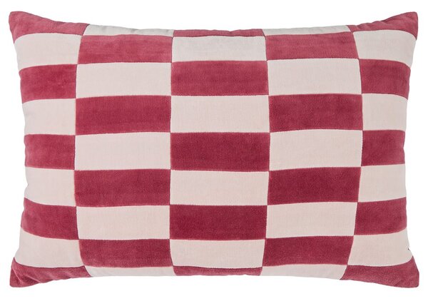 CHECKER VELVET Polštář 40 x 60 cm - červená/růžová