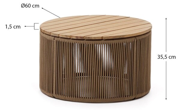 Kulatý zahradní odkládací stolek s deskou z akácie ø 60 cm Dandara – Kave Home