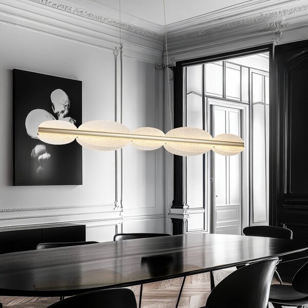Viokef LED závěsné světlo Evana, stříbrná barva, délka 120 cm, kov, Čirá / transparetní, Obývací pokoj / jídelna, kov