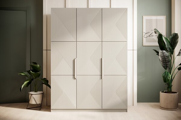 Skříň Asha 150 cm - kašmír / kašmírové kovové úchytky