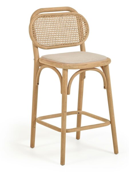 Barová židle z dubového dřeva v přírodní barvě (výška sedáku 65 cm) Doriane – Kave Home