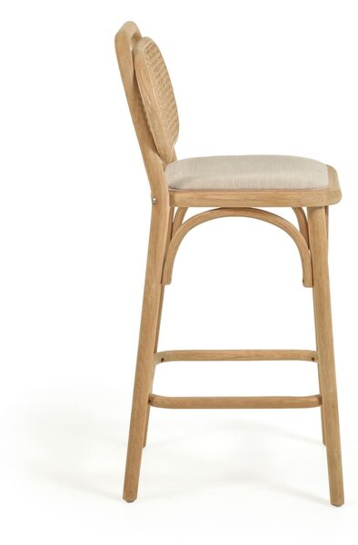Barová židle z dubového dřeva v přírodní barvě (výška sedáku 65 cm) Doriane – Kave Home