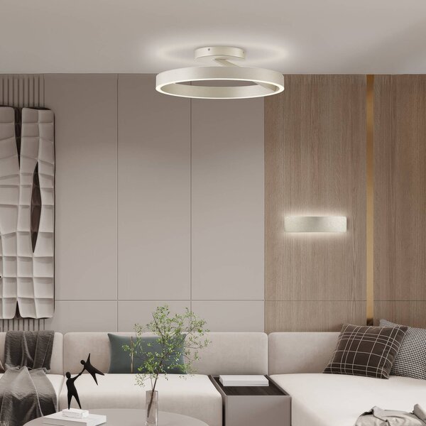 Viokef LED stropní svítidlo Saturn, Ø 50 cm, krémově stříbrná barva, kov, stmívatelný, Krémová / jantar, Obývací pokoj / jídelna, kov, Moderní