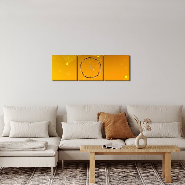 Abstraktní žlutý obraz (s hodinami) (90x30 cm)
