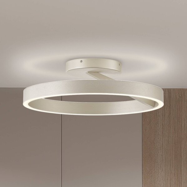 Viokef LED stropní svítidlo Saturn, Ø 50 cm, krémově stříbrná barva, kov, stmívatelný, Krémová / jantar, Obývací pokoj / jídelna, kov, Moderní