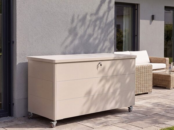 Úložný box KYMI 136 cm 55 cm Kov s koly Béžová