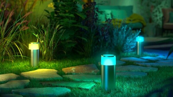 Philips HUE CALLA exteriérový zahradní sloupek LED 8W 600lm IP65 2200-6500K RGB, prodlužovací jednotka, nerez