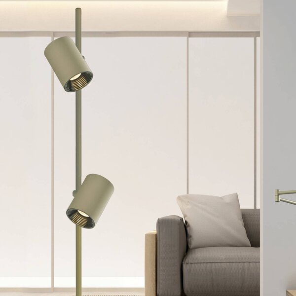 Viokef LED stojací lampa Melina, olivově zelená, výška 162 cm, kovová, stmívatelná, stmívatelný, Zelená, Obývací pokoj / jídelna, Hliník, Moderní