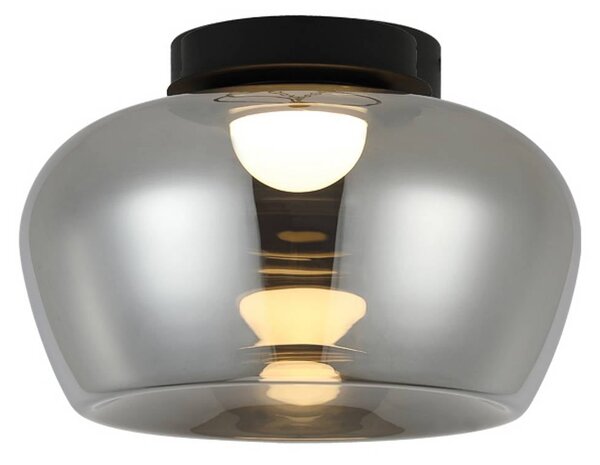 Viokef LED stropní svítidlo Nadia, Ø 38 cm, kouřově šedé, sklo, Hliník / šedá / zinek, Obývací pokoj / jídelna, Sklo