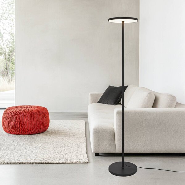 Viokef LED stojací lampa Demy, černá, výška 170 cm, kov, Černá, Obývací pokoj / jídelna, Hliník, Moderní