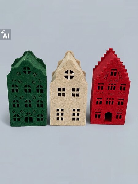 Sinsay - Stojící dekorace ve tvaru domů 3 pack - vícebarevná