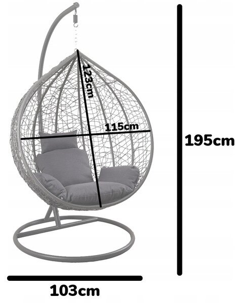Závěsné křeslo SOLARIA XL šedé / hnědé / tmavě šedé FAT0223