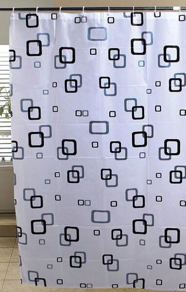 Aqualine Aqualine, Sprchový závěs 180x180cm, vinyl, bílá/modrá/černá, ZV010