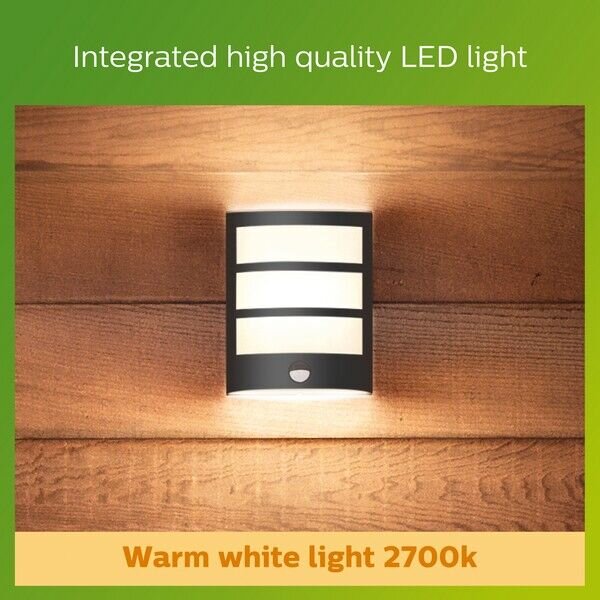 Philips 8719514417632 Python venkovní nástěnné svítidlo se senzorem LED 6W/450lm 2700K IP44 antracit