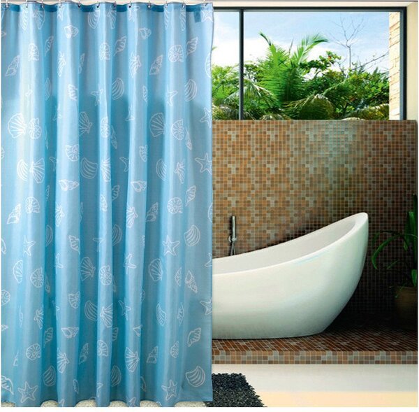 Aqualine Aqualine, Sprchový závěs 180x200cm, polyester, modrá, mušle, ZP006