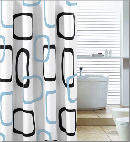 Aqualine Aqualine, Sprchový závěs 180x200cm, polyester, bílá/černá/béžová, ZP004