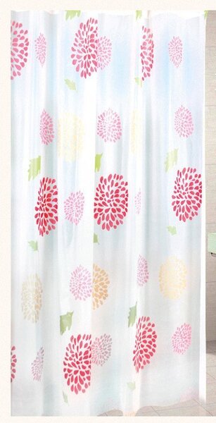 Aqualine Aqualine, Sprchový závěs 180x200cm, vinyl, květovaný, červená, ZV015