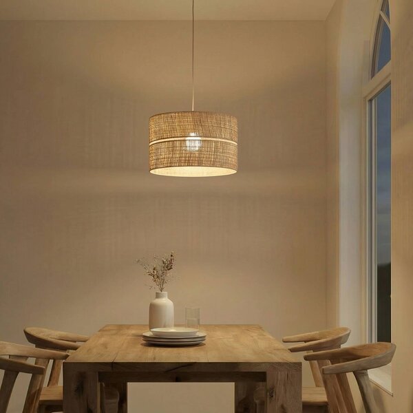 TK Lighting Závěsné světlo Calma, 1 žárovka, béžové, rafin, Ø 50 cm, E27, stmívatelný, Krémová / jantar, Obývací pokoj / jídelna