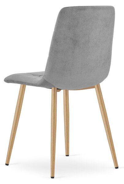 Set tří jídelních židlí KARA sametové, světle šedé / hnědé nohy (3 ks)