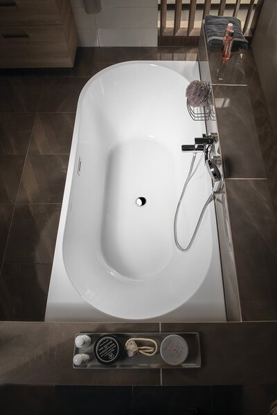 Aqualine Aqualine, TIBERA R rohová stojící vana 170x80cm, bílá, E1015
