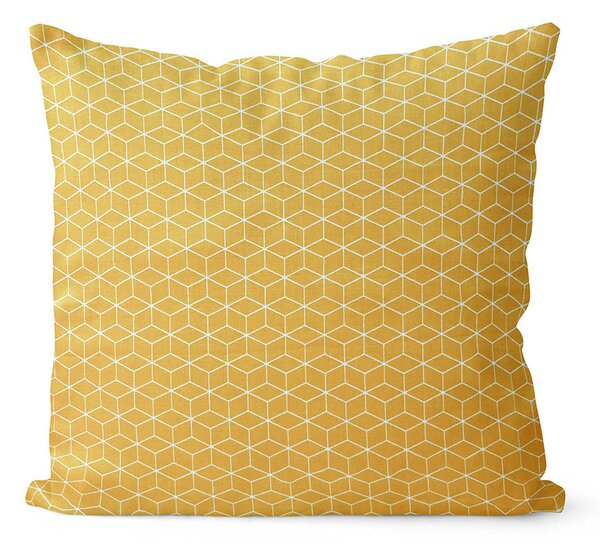 Dekorativní geometrický povlak na polštář žlutý Fine squares 40x40 cm Obraz