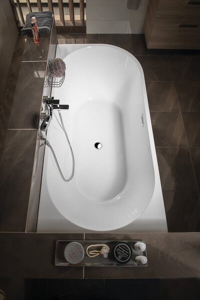 Aqualine Aqualine, TIBERA L rohová stojící vana 170x80cm, bílá, E1026