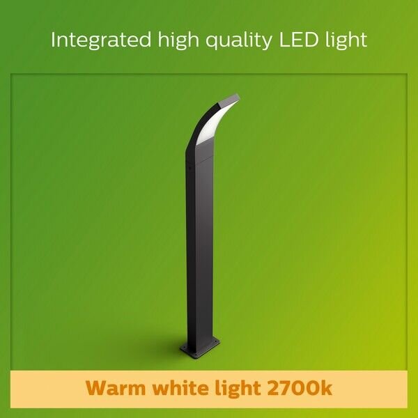 Philips 8719514417793 Splay venkovní svítidlo sloupek LED 12W/1100lm 2700K IP44 antracit