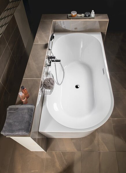 Aqualine Aqualine, TIBERA R rohová stojící vana 170x80cm, bílá, E1015