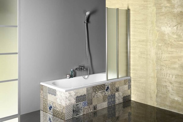 Aqualine Aqualine, VANDA Vanová zástěna skládací 1000x1400 mm, chrom, brick sklo, AQ1140